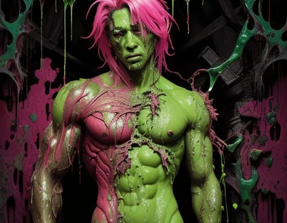 Grotesque Surreal Figure Stitching Limbs, Darkly Comedic