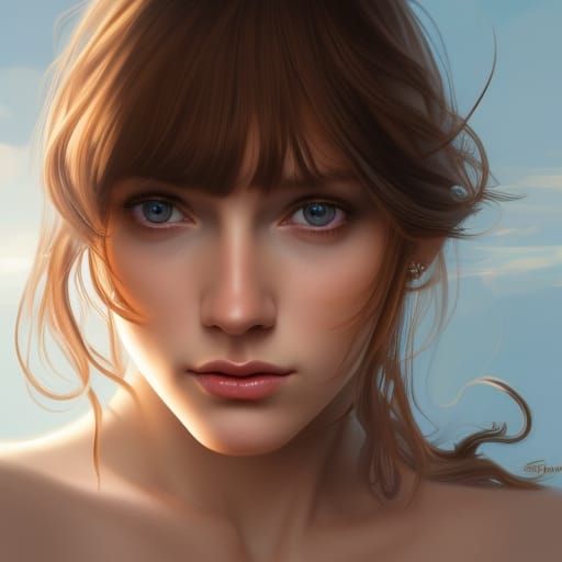 Detailed Portrait of Girl with Brown Hair