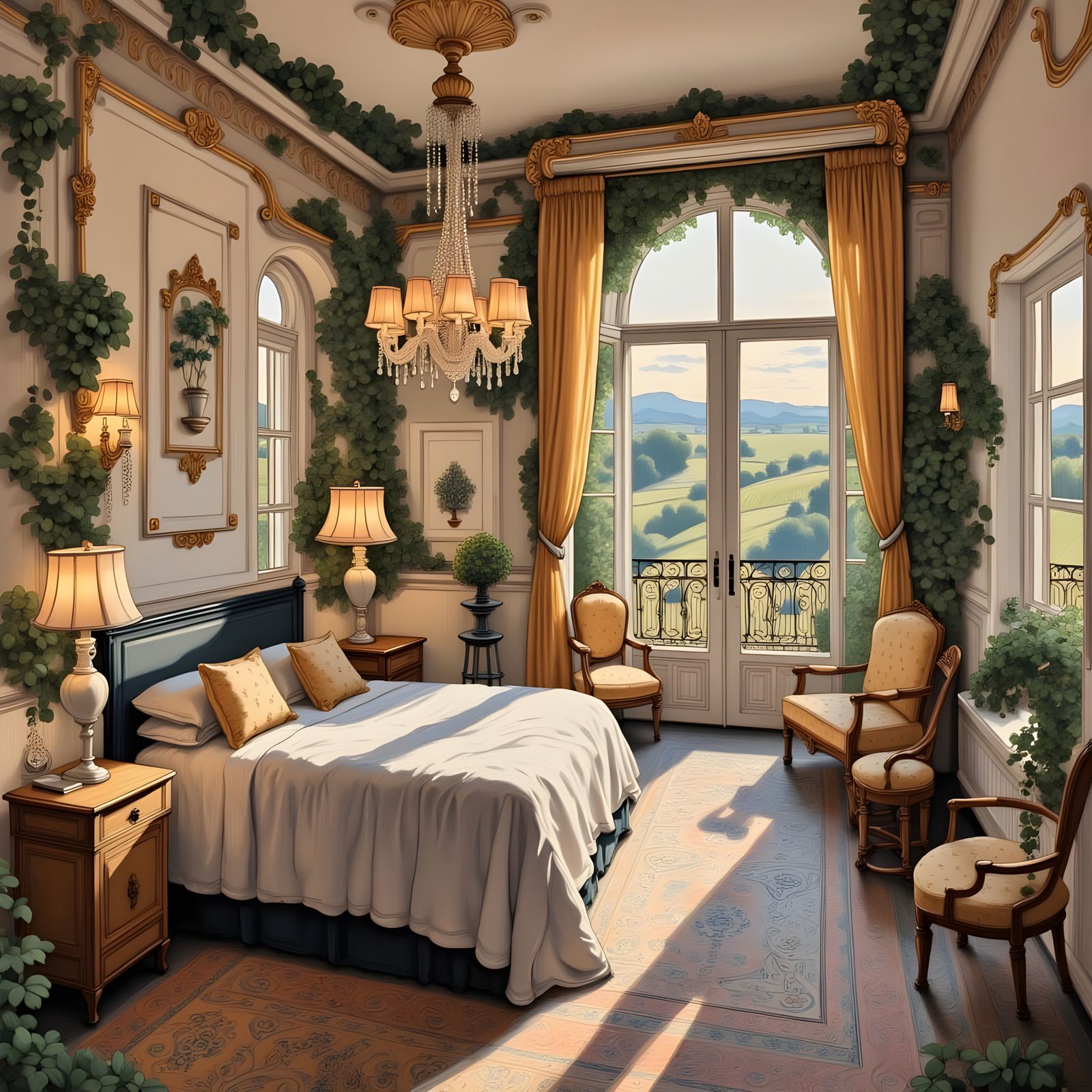 Glamorous Périgord Hotel with Vineyard in Drawing Style