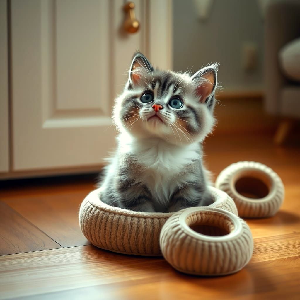 Whimsical Feline Dilemma in Hyperrealistic Style