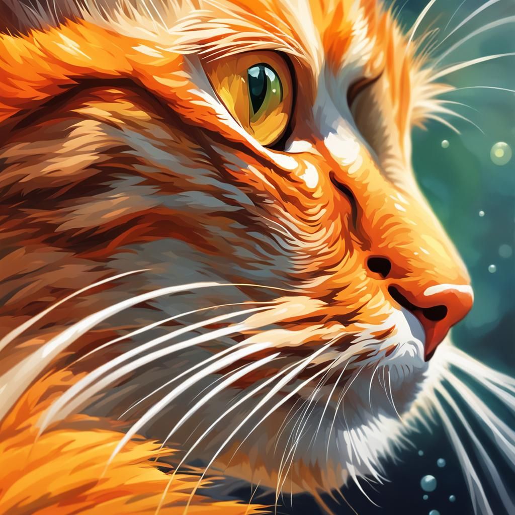 Hyperrealistic Orange Kitty Close-Up: Detailed Profile