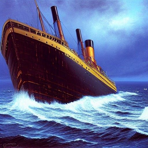 Titanic Wreck in Oil Painting Style