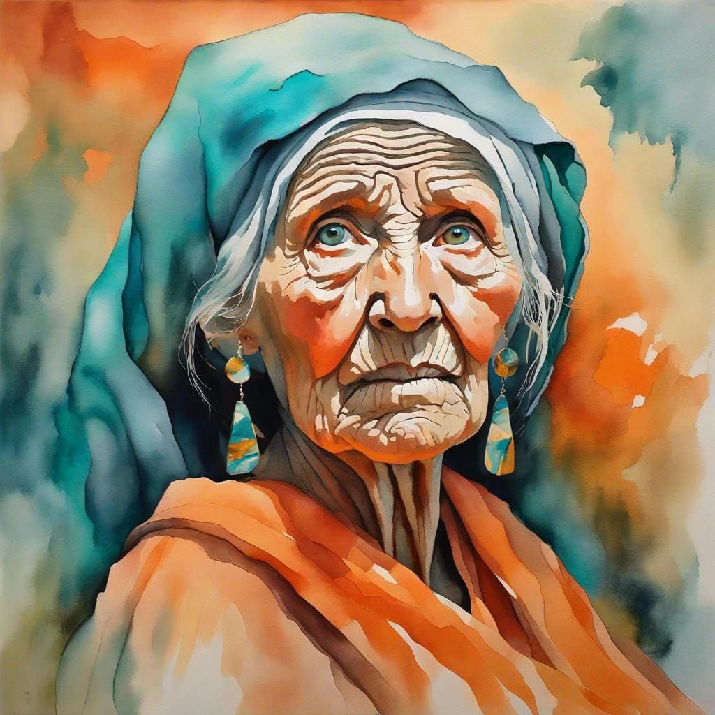 Teal Earrings in Impressionist Watercolor Style