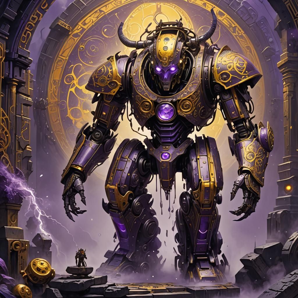Mystical Robot in Dark Fantasy Art Style