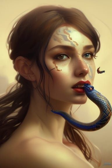 Lady Snake Charmer Kissing Pet Snake