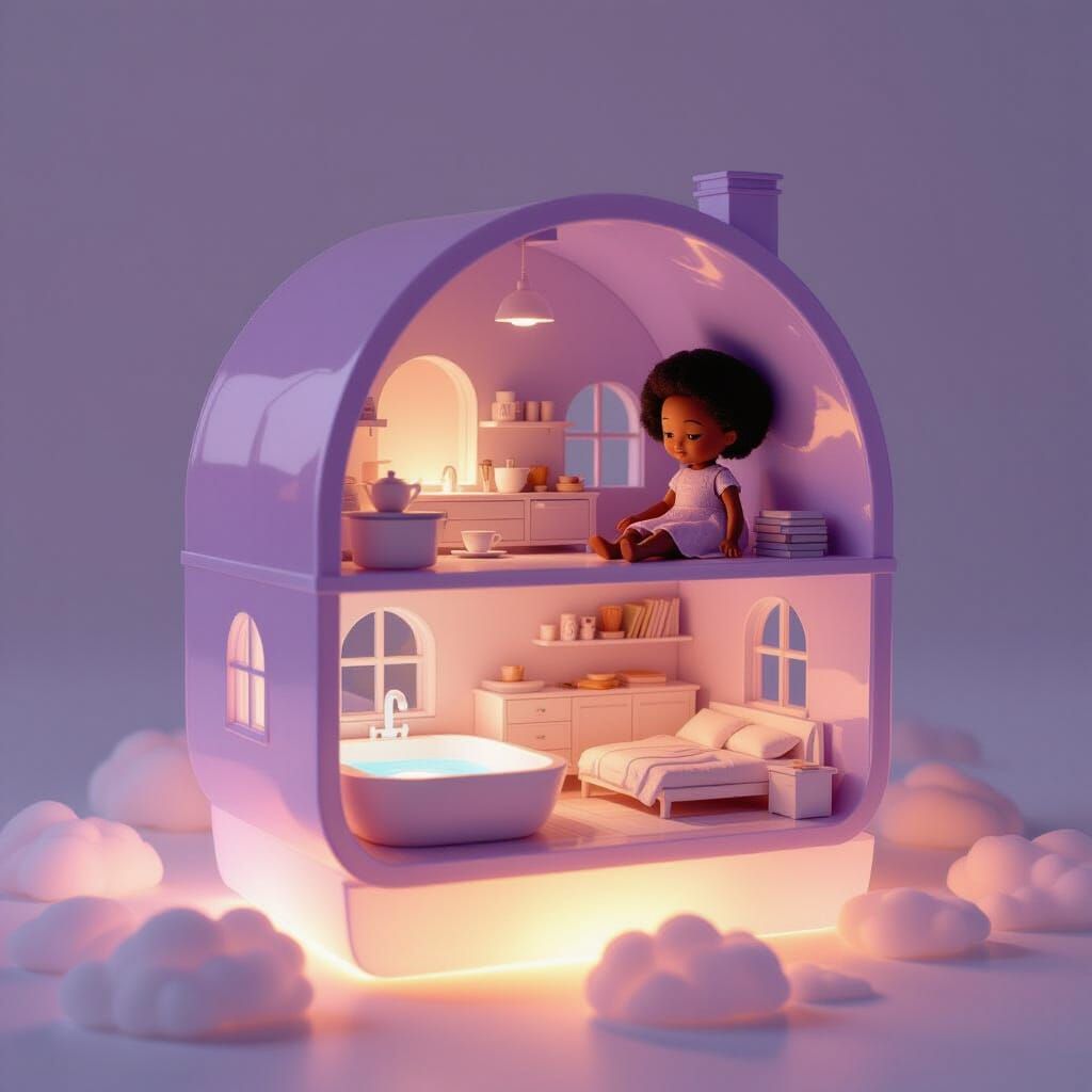 Ghana-Inspired Dollhouse Floating on Cloud