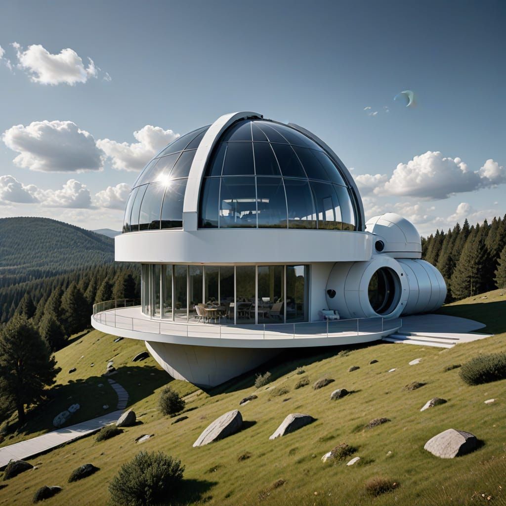 Sleek Futuristic Home on a Hill with Observatory
