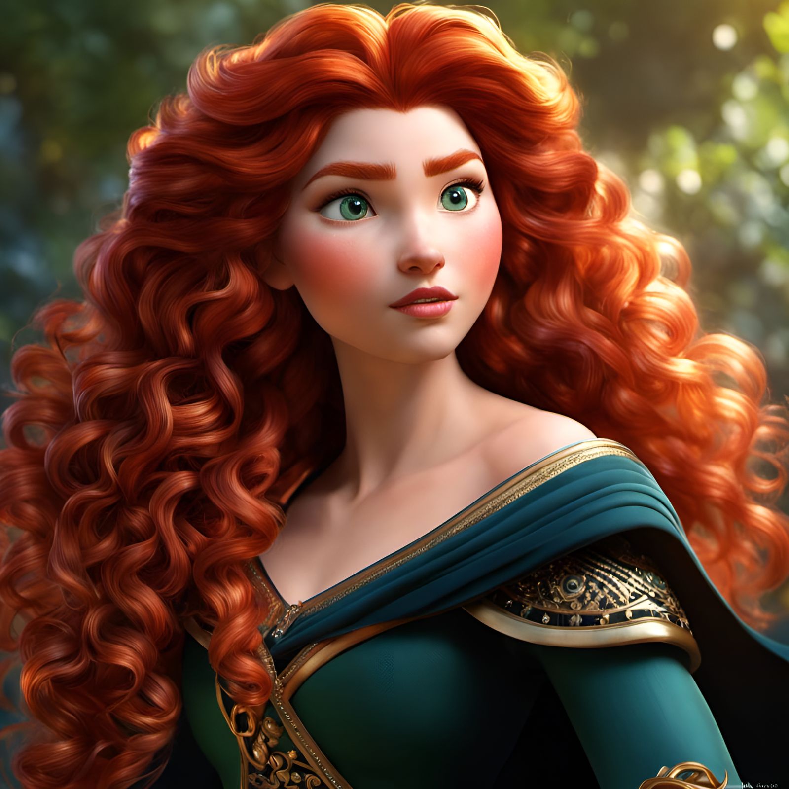 Gorgeous Princess with Jeweled Hair, 3D Render