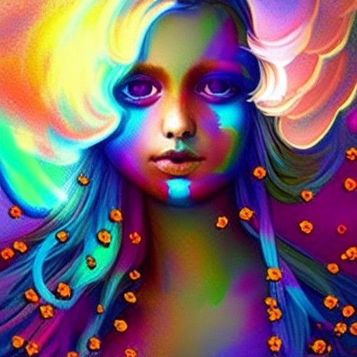 Angelic Face Portrait in Pastel Colors