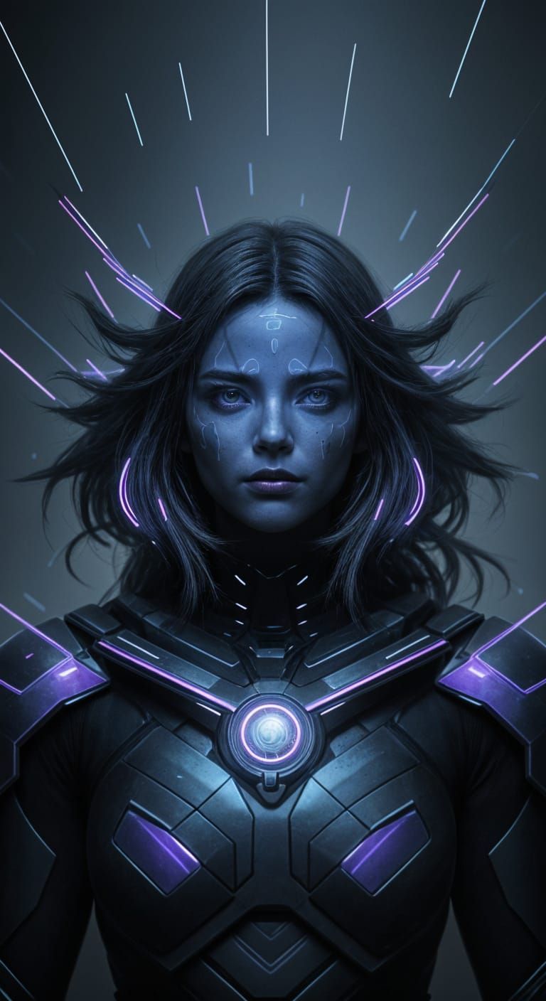 Hyperrealistic Digital Glitch Goddess of Technology