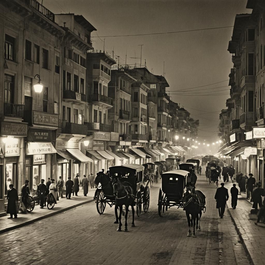 Izmir City at Night, 1900s