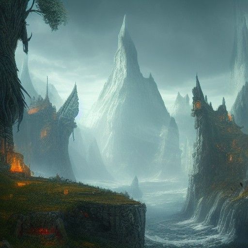 Detailed Matte Painting of Valhalla in Unreal Engine