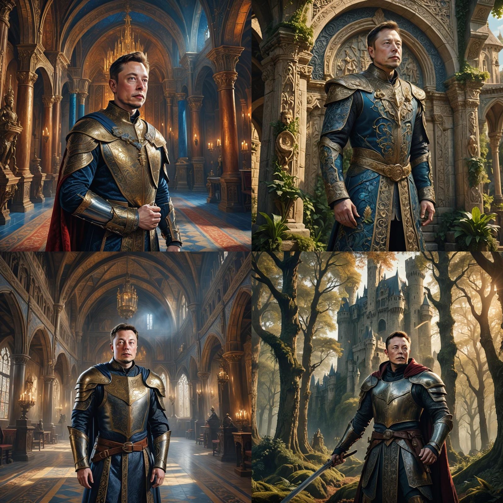 Elon Musk in Medieval Dress: Detailed Matte Painting