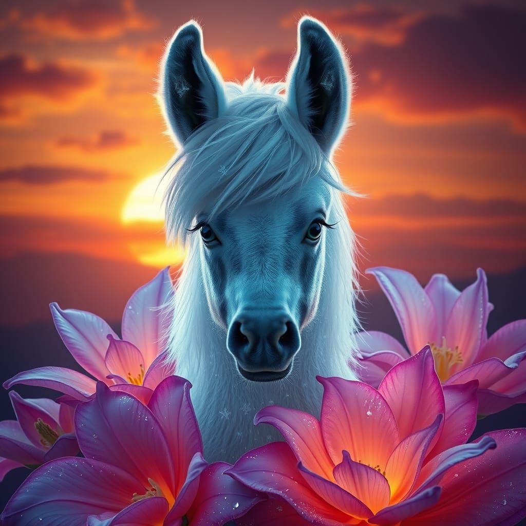 Magical Welsh Pony Moth Hybrid in Sunset Glow