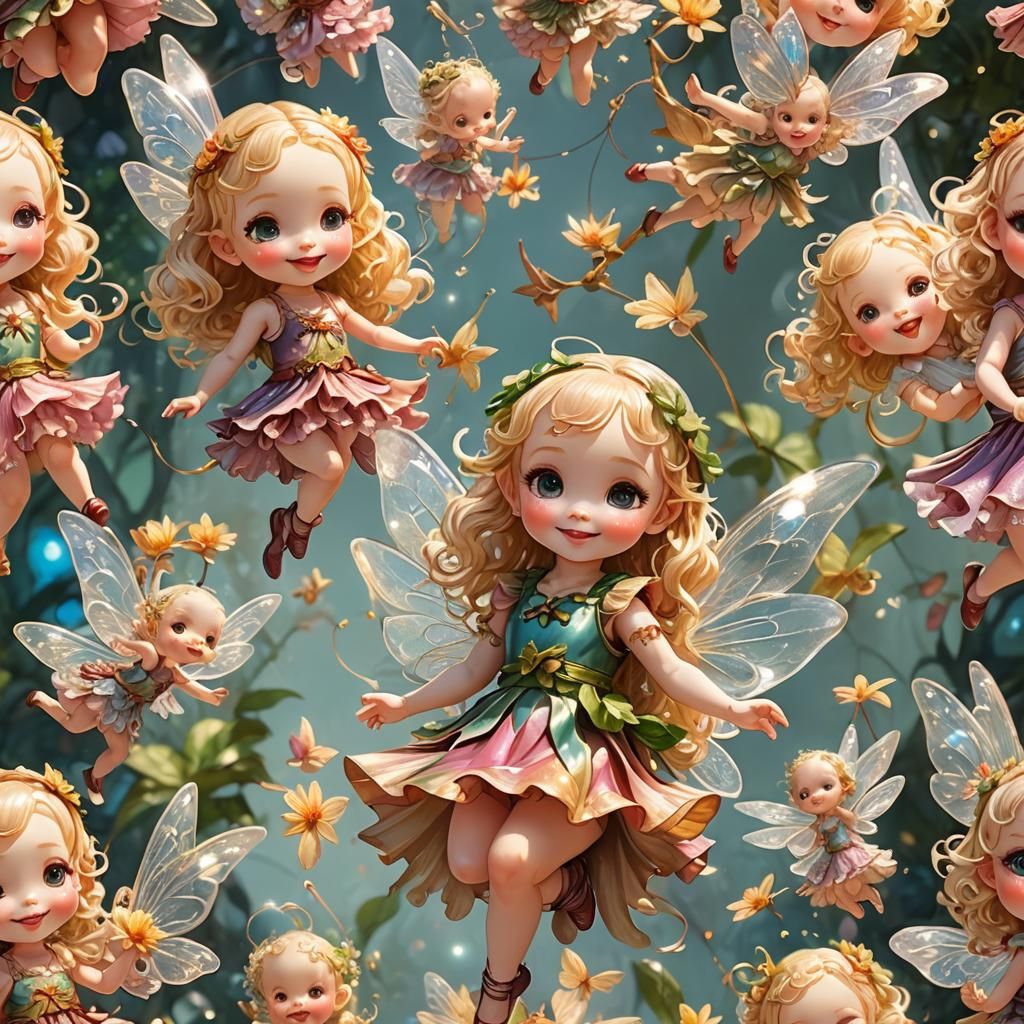 Joyful Chibi Fairy Girl in Summer, Detailed Matte Painting