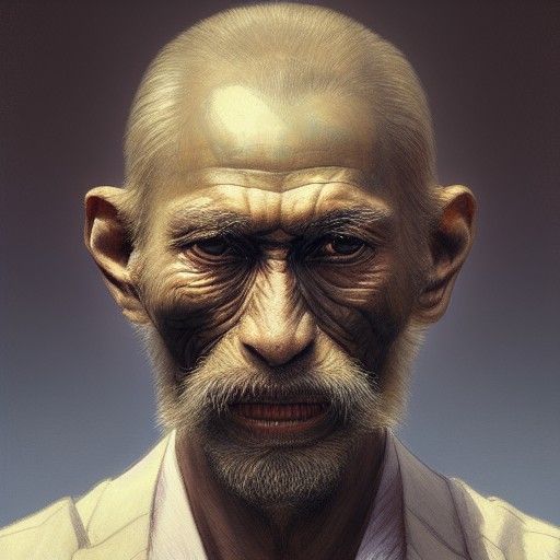 Hybrid Man-Monkey Portrait in Art Nouveau Style