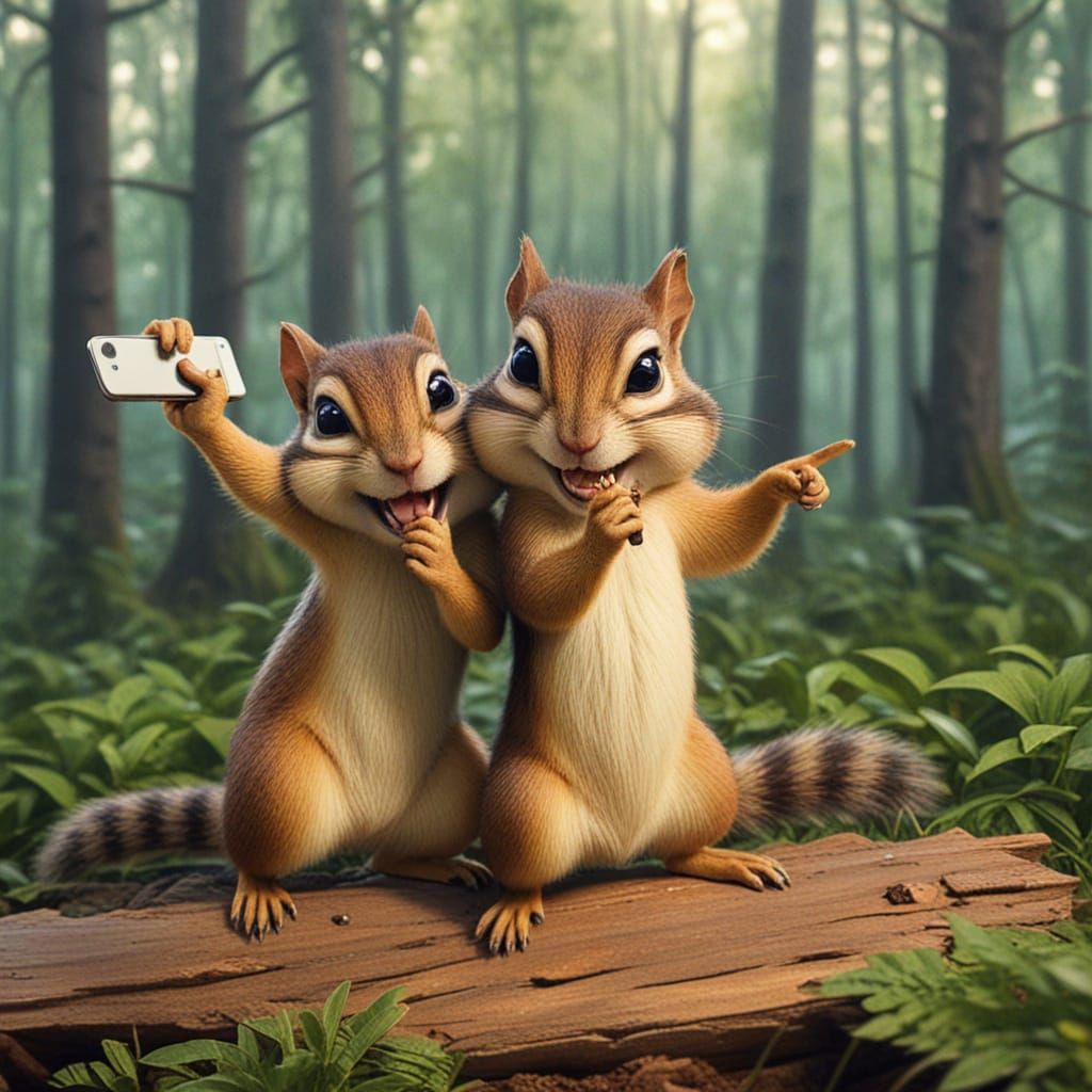 Chipmunks taking selfies