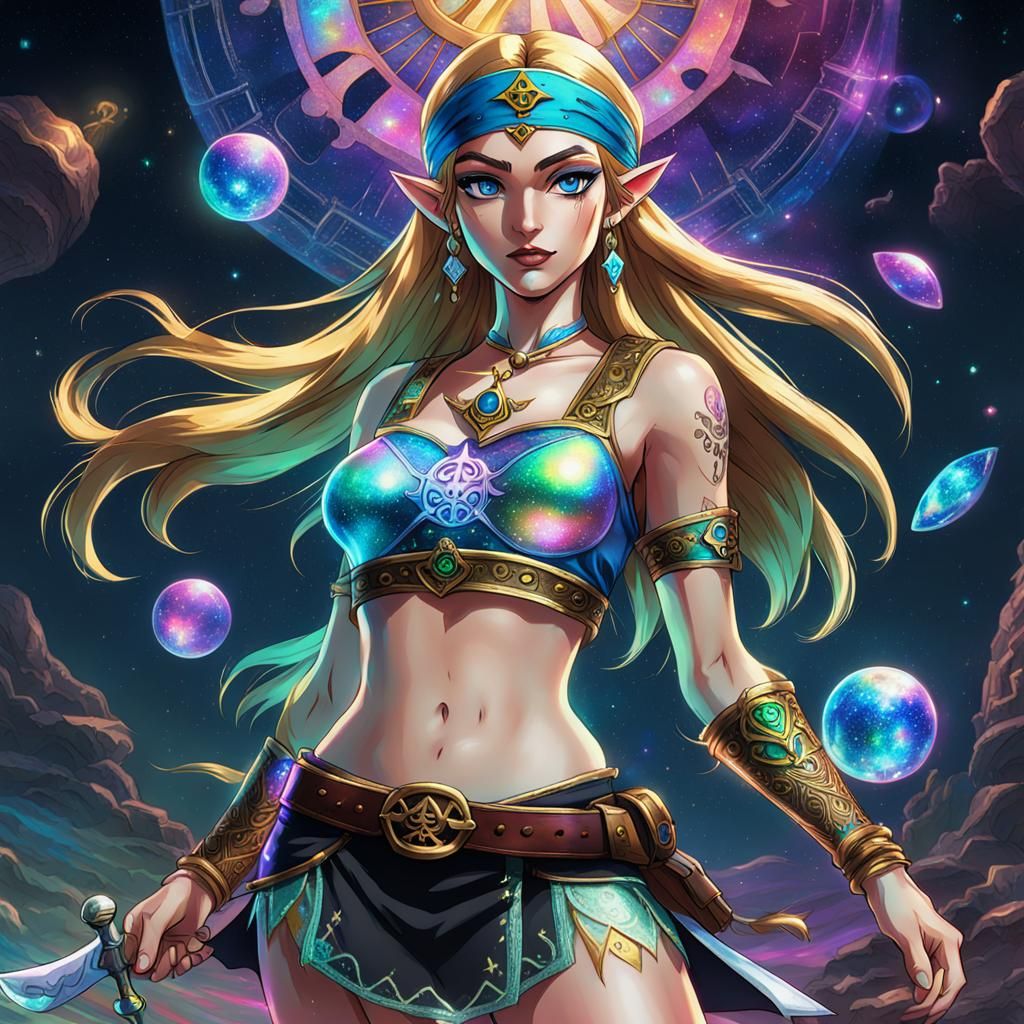 Princess Zelda in Holographic Pirate Illustration