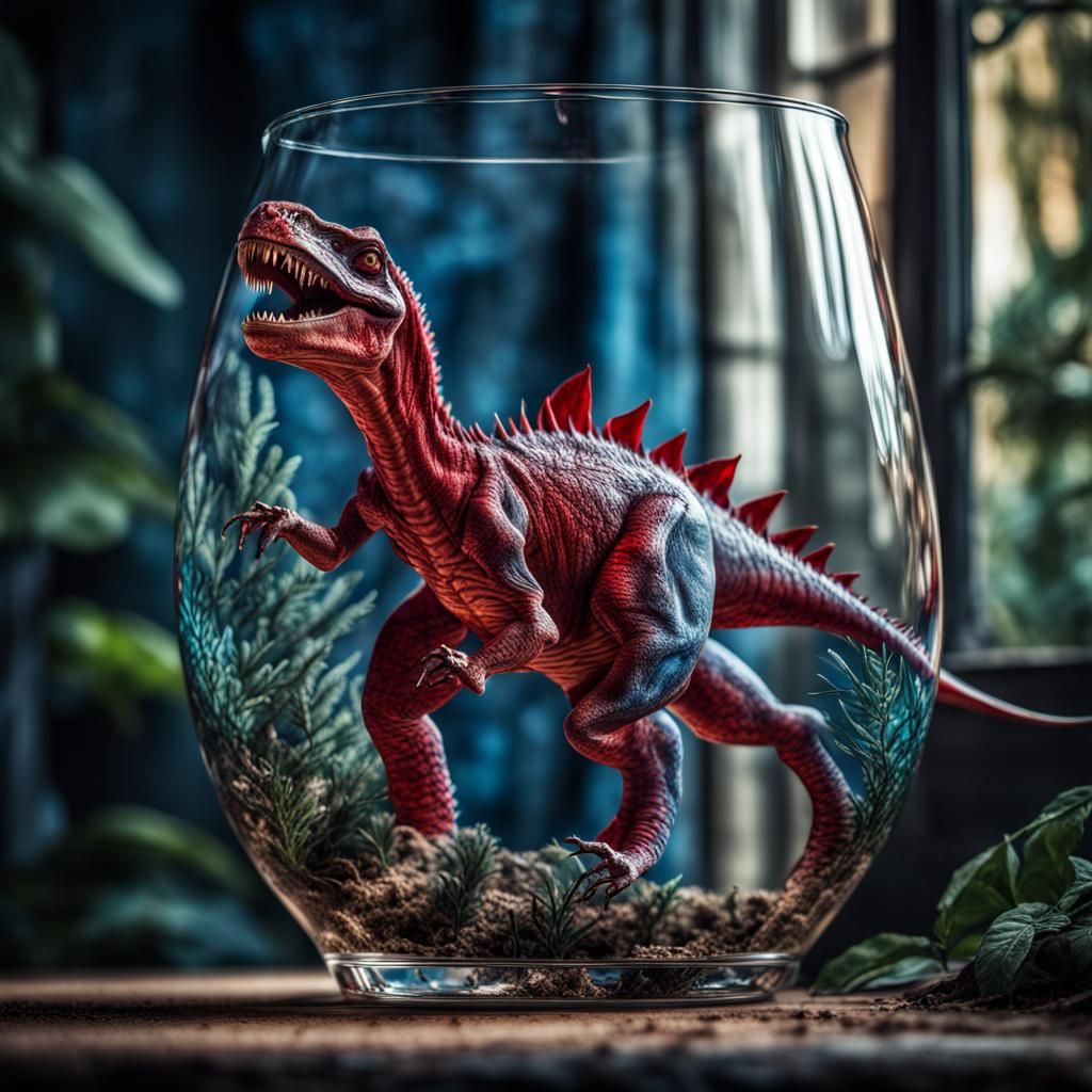 Jungle in a Glass with Dinosaur