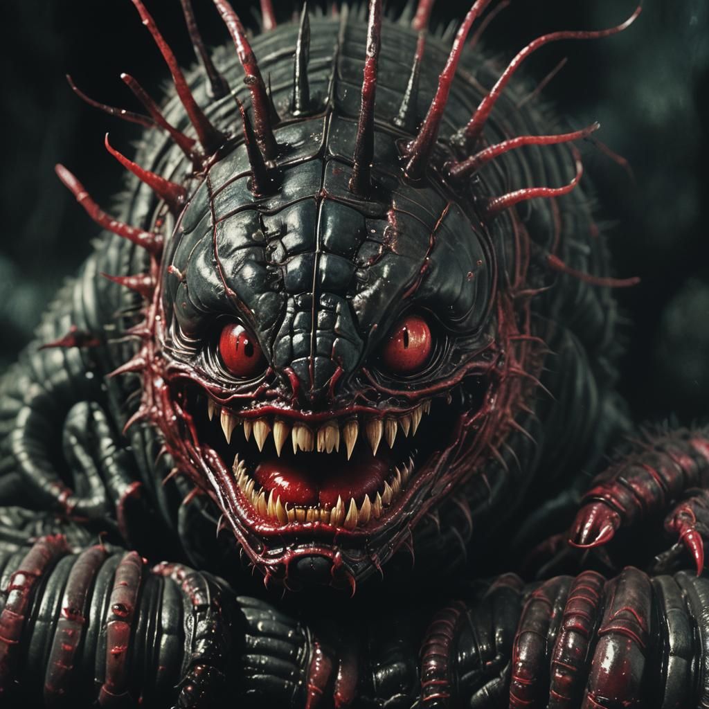 Caterpillar with Human Face in Film Noir Style