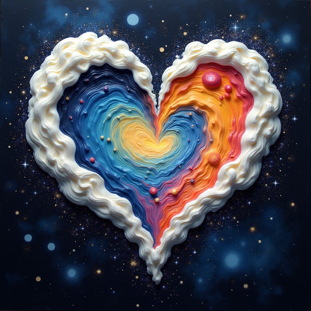 Surreal Cosmic Galaxy Swirls with Iridescent Vortex