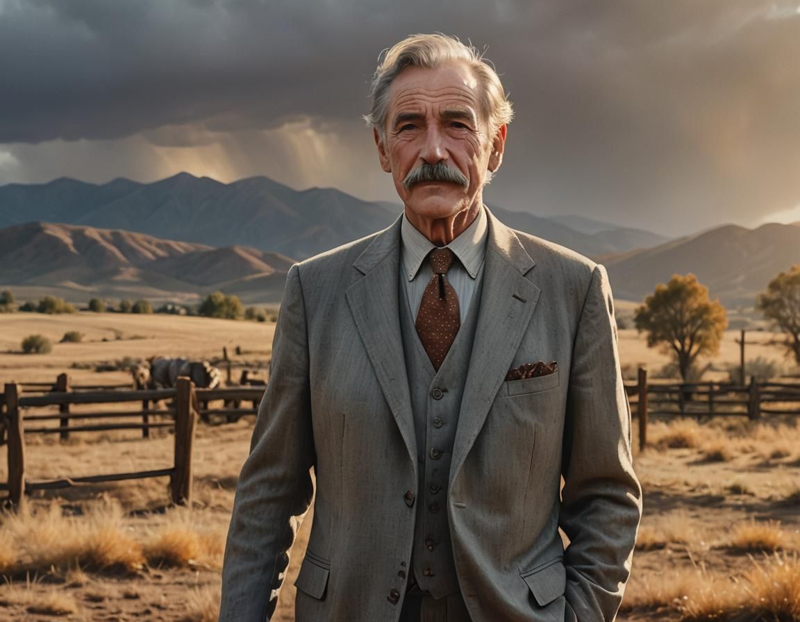 Distinguished Rancher Portrait in Oil Painting Style