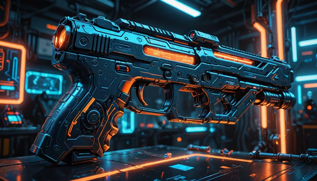 Futuristic Smartgun in Cyberpunk Style