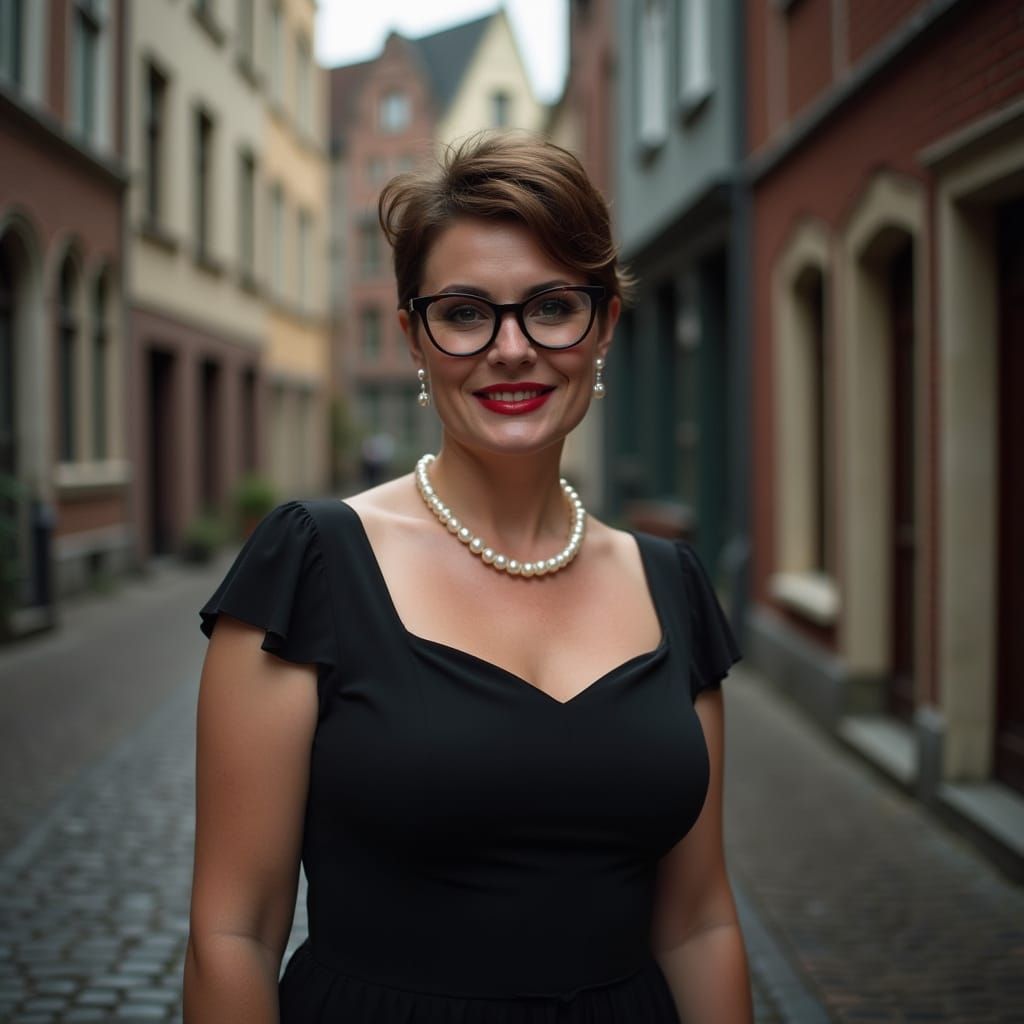 Confident Curvy Librarian in Medieval Ghent
