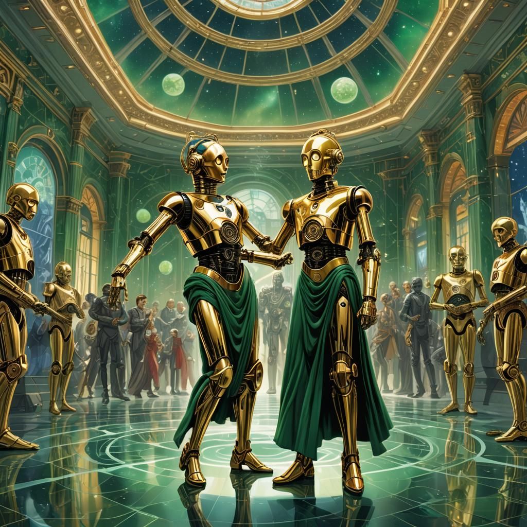 Maria and C-3PO Dancing in Ballroom, Comic Art