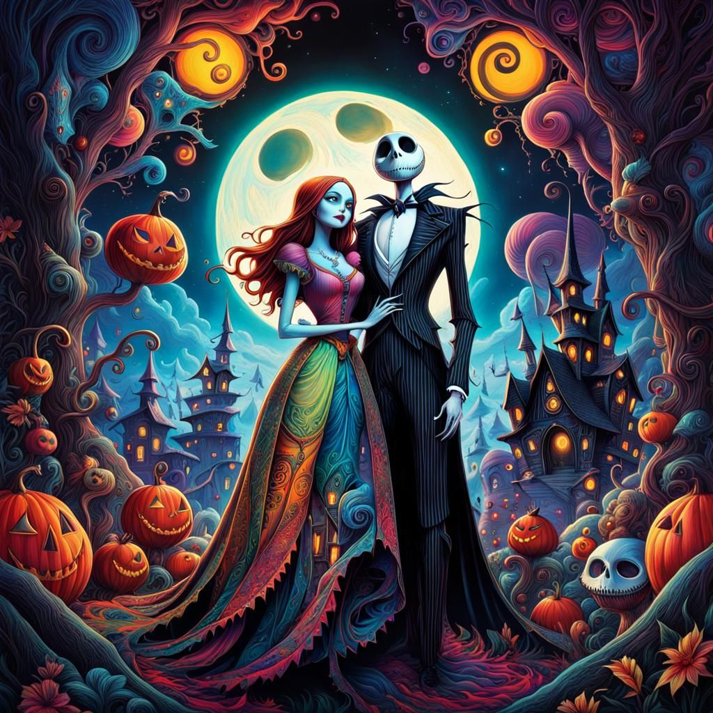 Psychedelic Nightmare Before Christmas: Jack and Sally