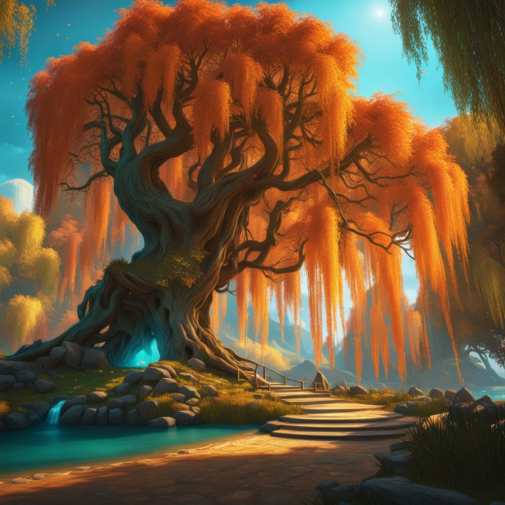 Fairy Enters Fantasy Willow World, Art Nouveau Style