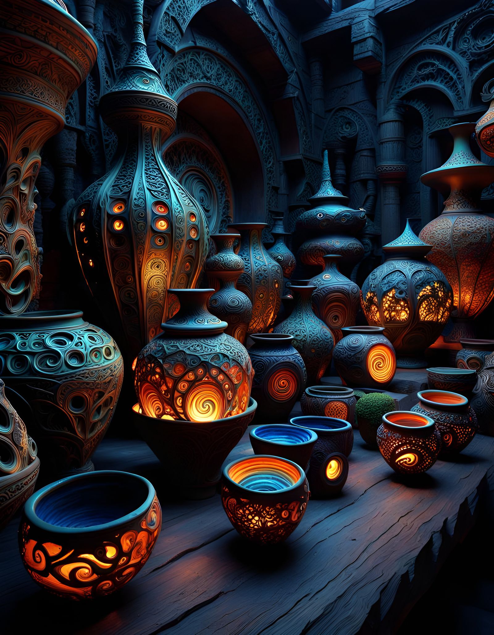 Bizarre Fantasy Pottery with Hidden Faces