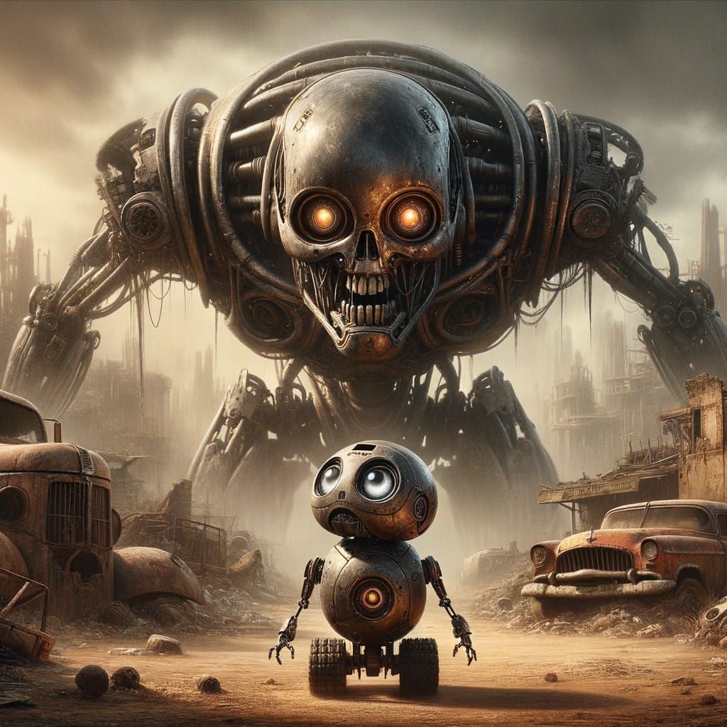 Dystopian Post-Apocalyptic Wasteland: Robot vs. Mechanical M...
