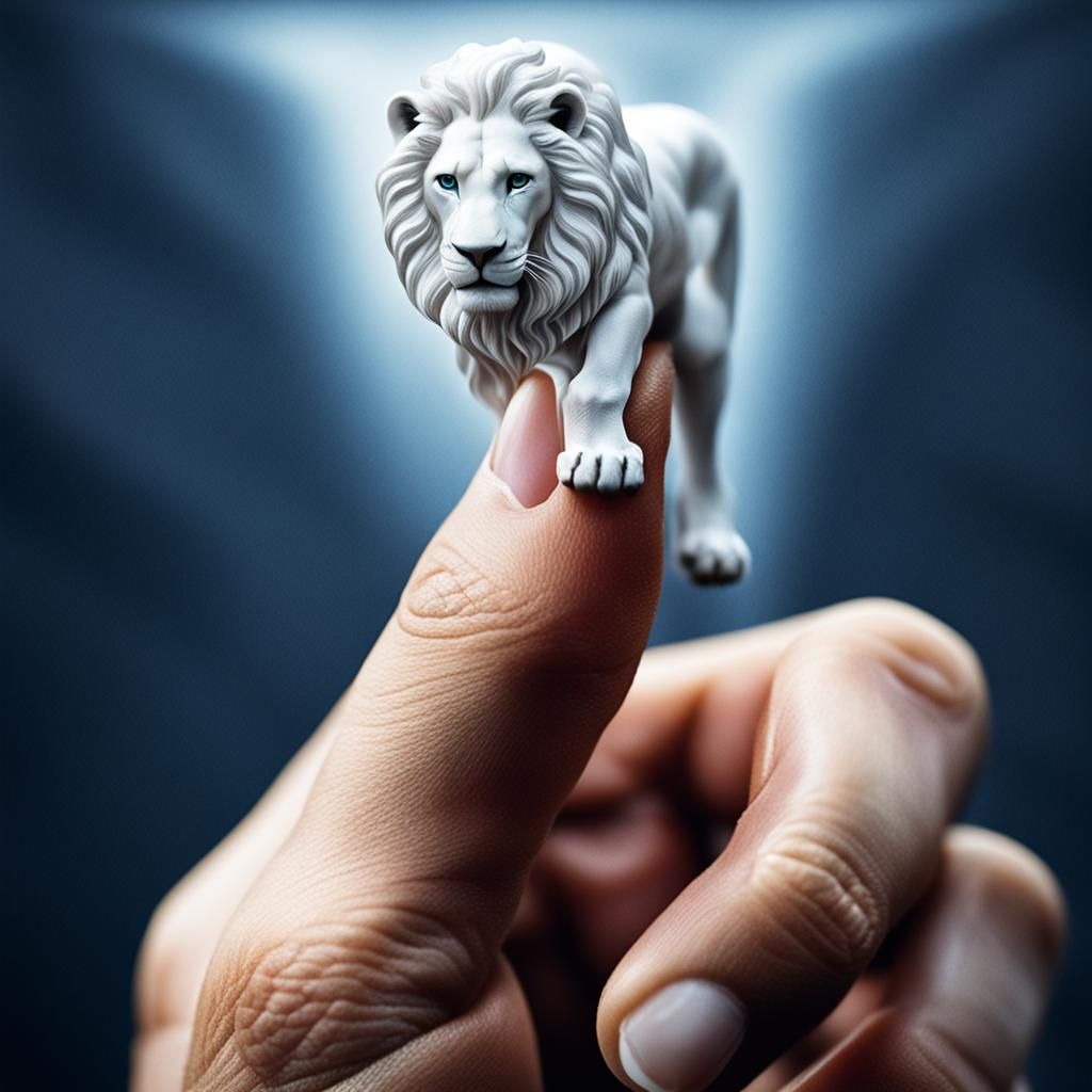 Close-up photo of a finger with an optical illusion balancin...