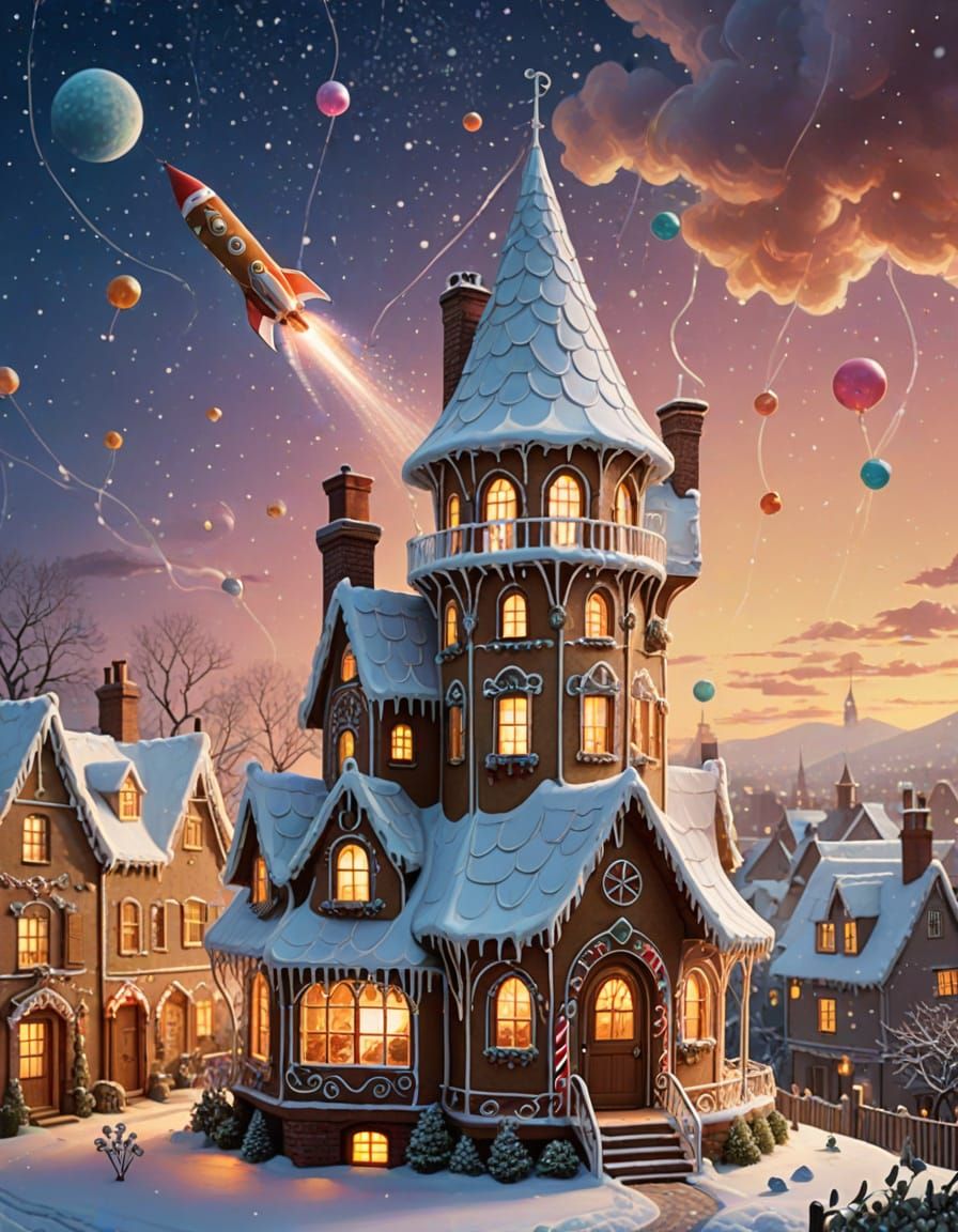 Gingerbread Rocket Launch in Victorian Confectionery Style