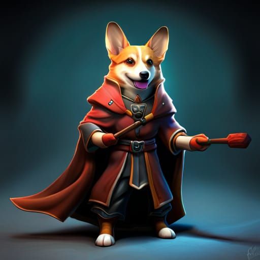 Realistic Warlock Corgi Image