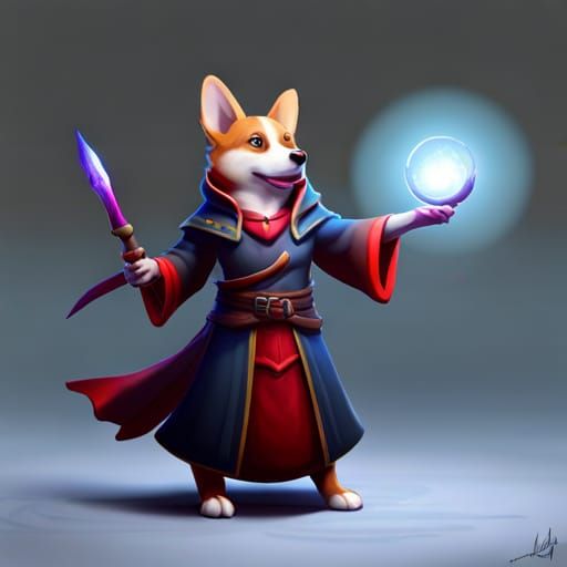 Realistic Warlock Corgi Photo
