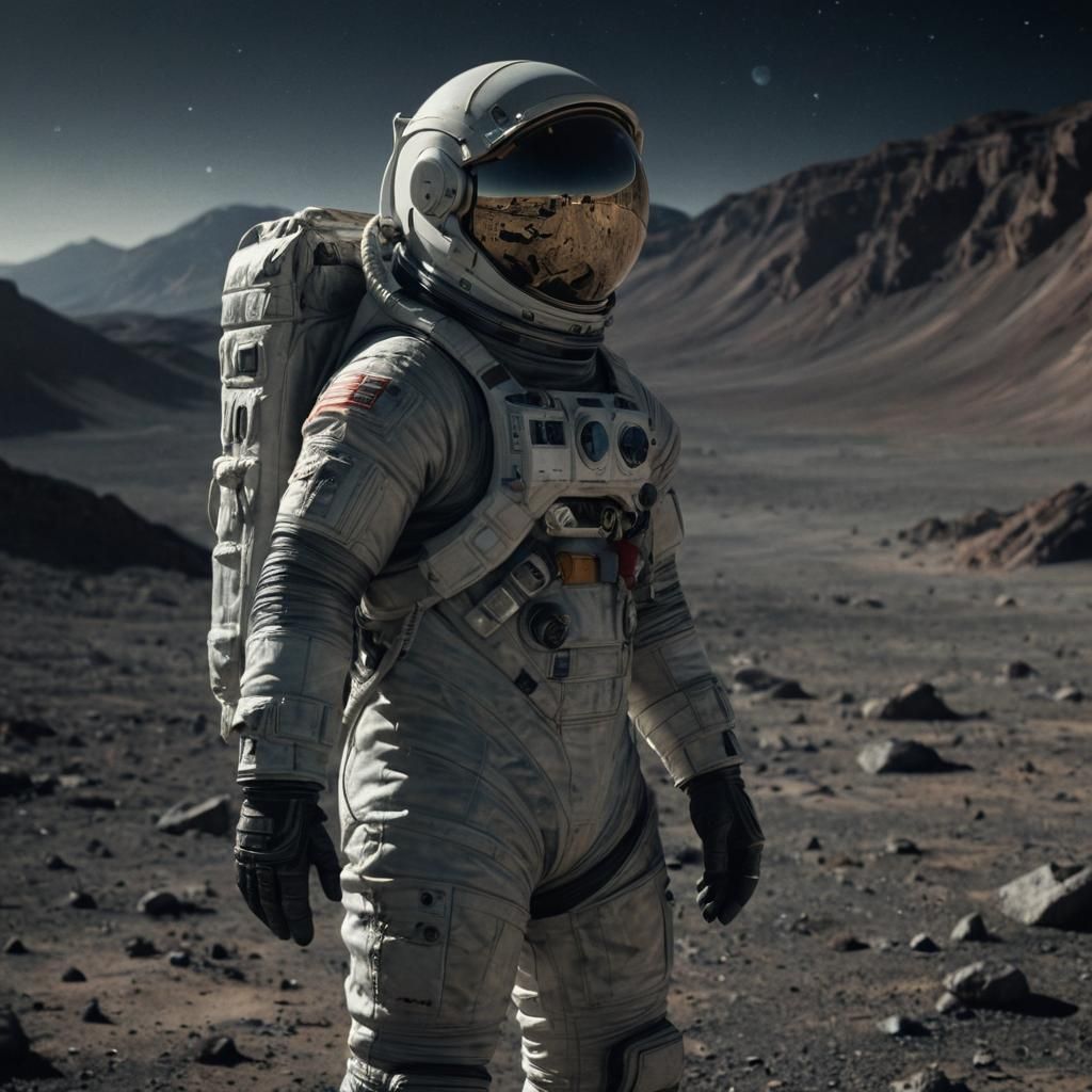 Astronaut on Desolate Planet in Cinematic Style