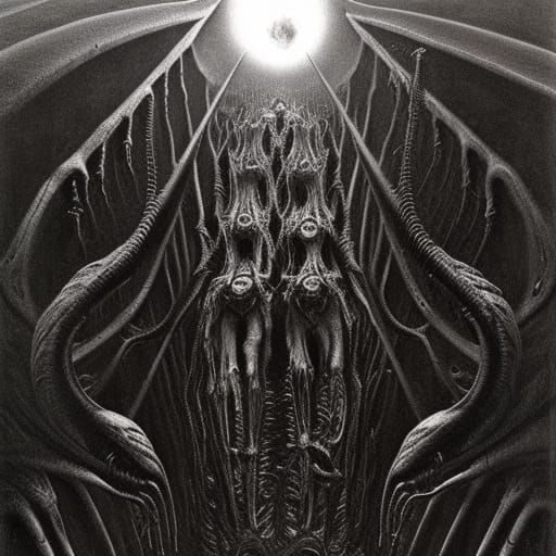 Surreal Alien Hellscape in Biomechanical Style