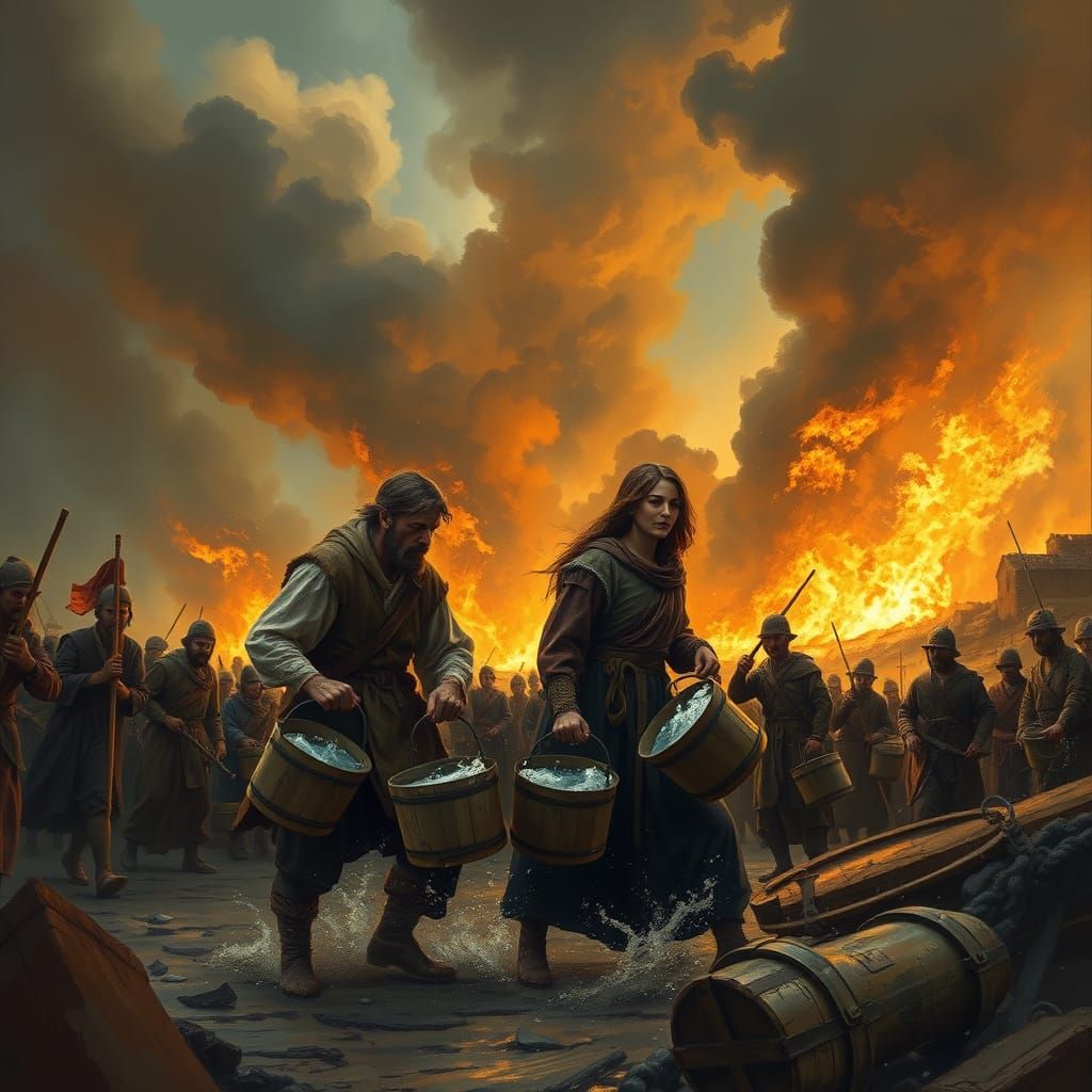 Medieval Peasants Battle a Raging Inferno in a Traditional O...