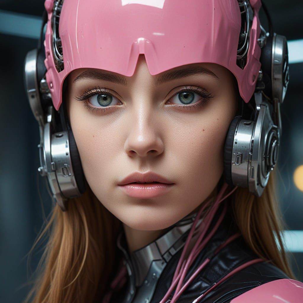 Cyberpunk Android Goddess in Pink