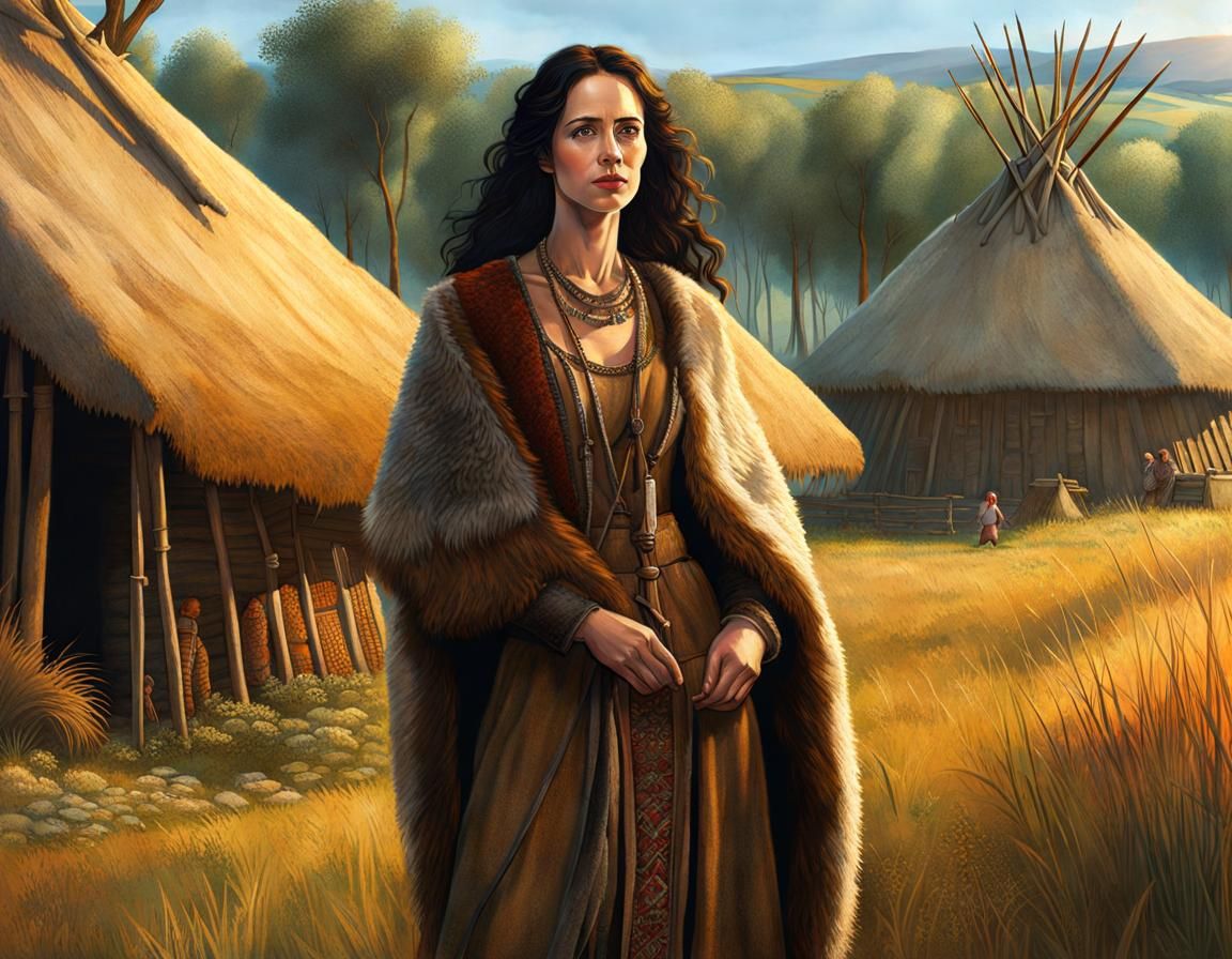 Neolithic Queen Portrait in Atmospheric Digital Painting