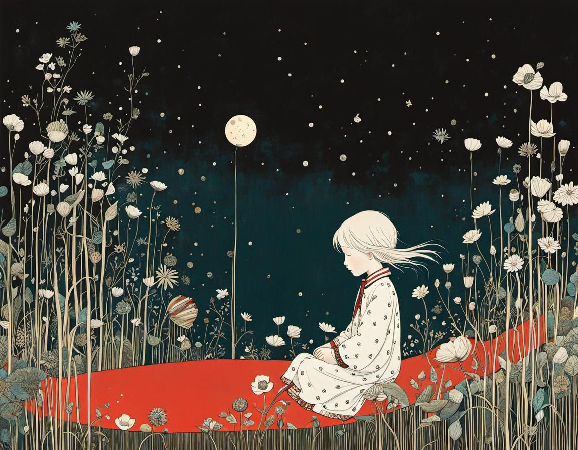 Dreamer in Aubrey Beardsley and Demizu Style