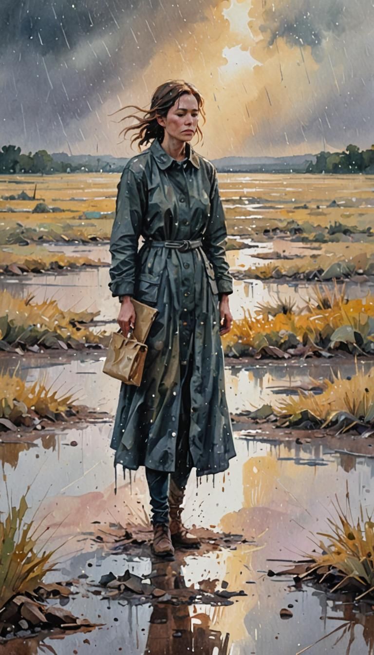 Woman in Pain Gouache Watercolor Impressionist Painting