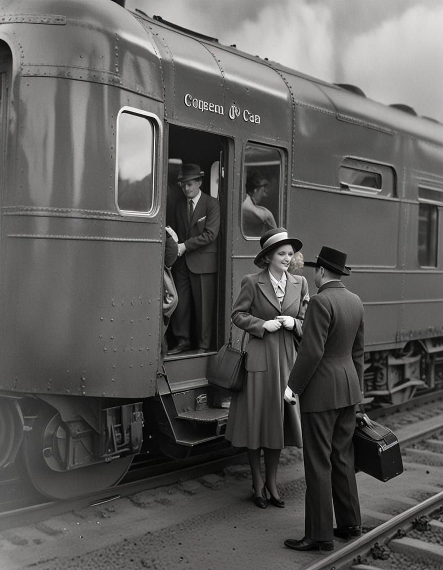 Preparing to board the 9:05 commuter into Chicago, 1939