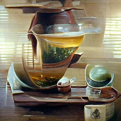 Japanese Tea Ceremony in Oil Painting Style