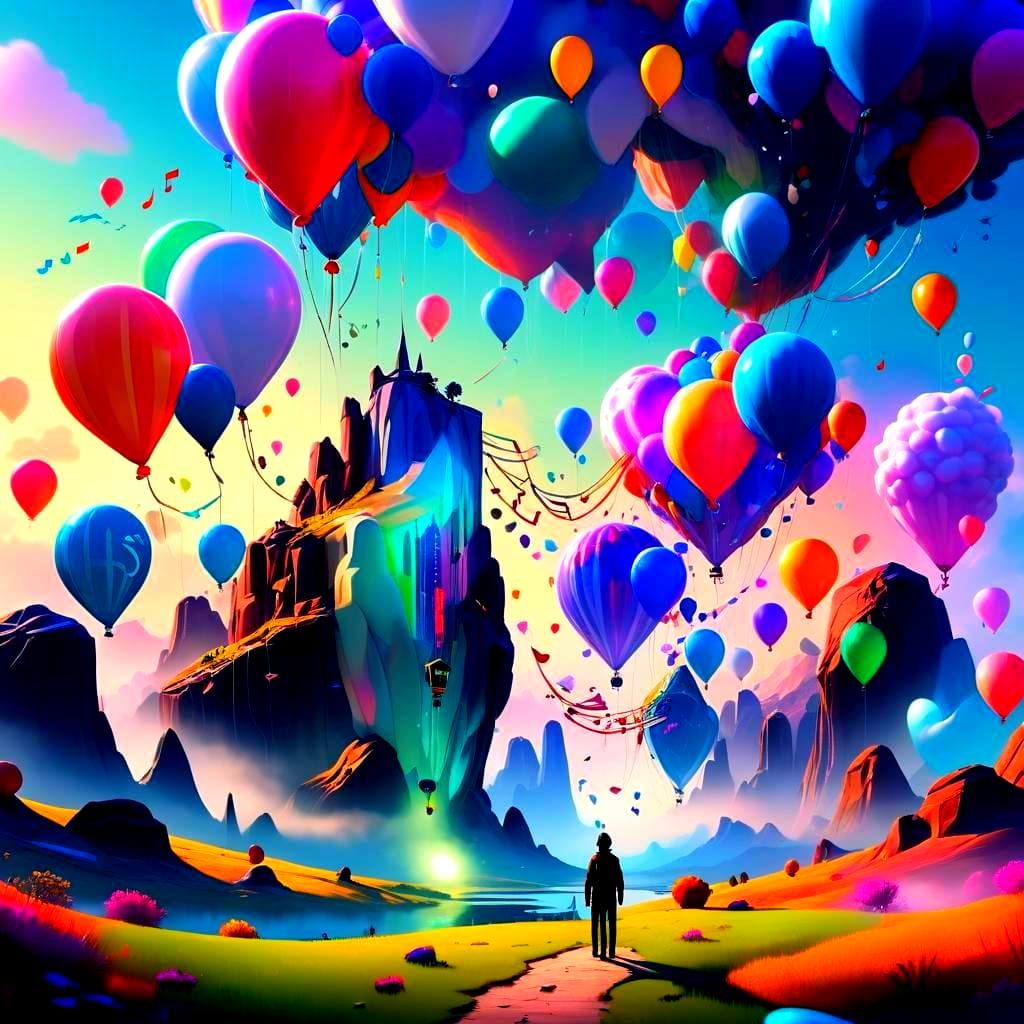Surreal Utopian Dreamscape with Vibrant Colors