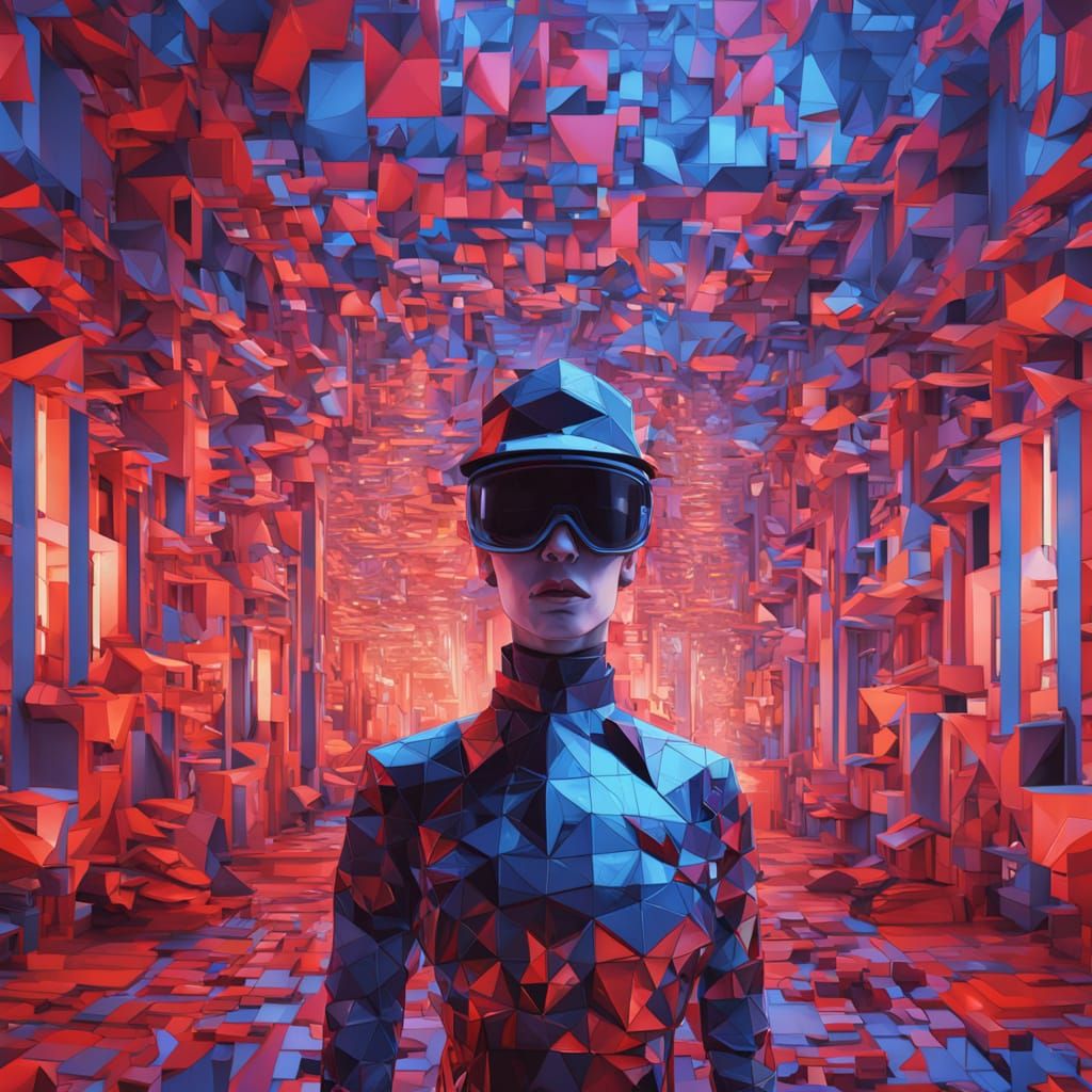 Deteriorated Sci-Fi Woman in Electric Blue and Crimson