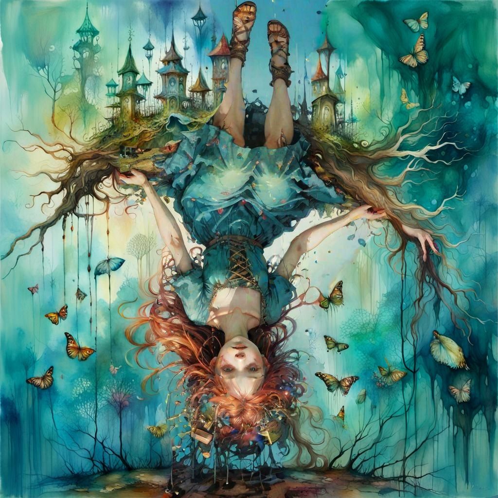 Surreal Upside Down World in Vibrant Colors