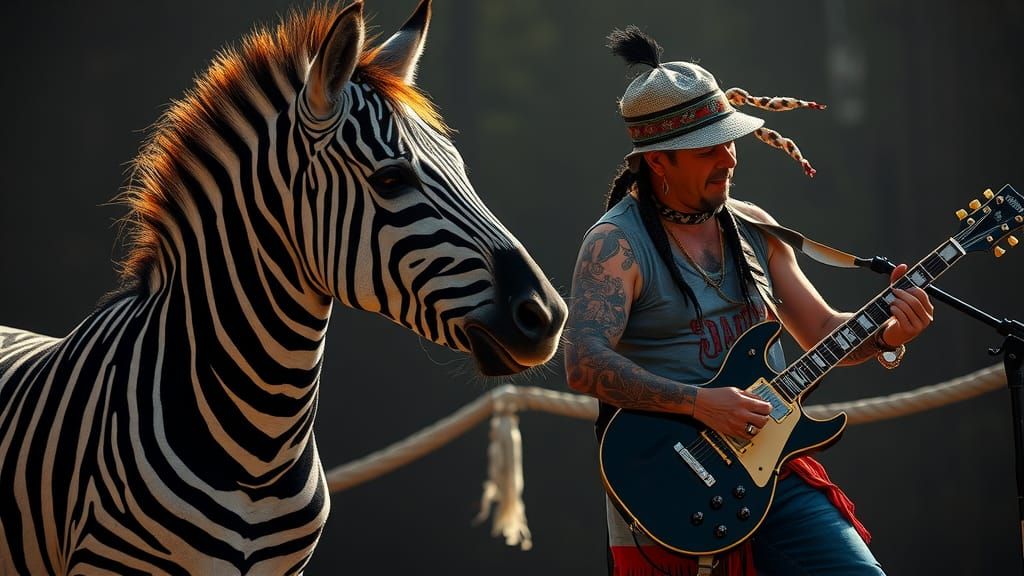Zebra and Horse Rock Out with Tattoos